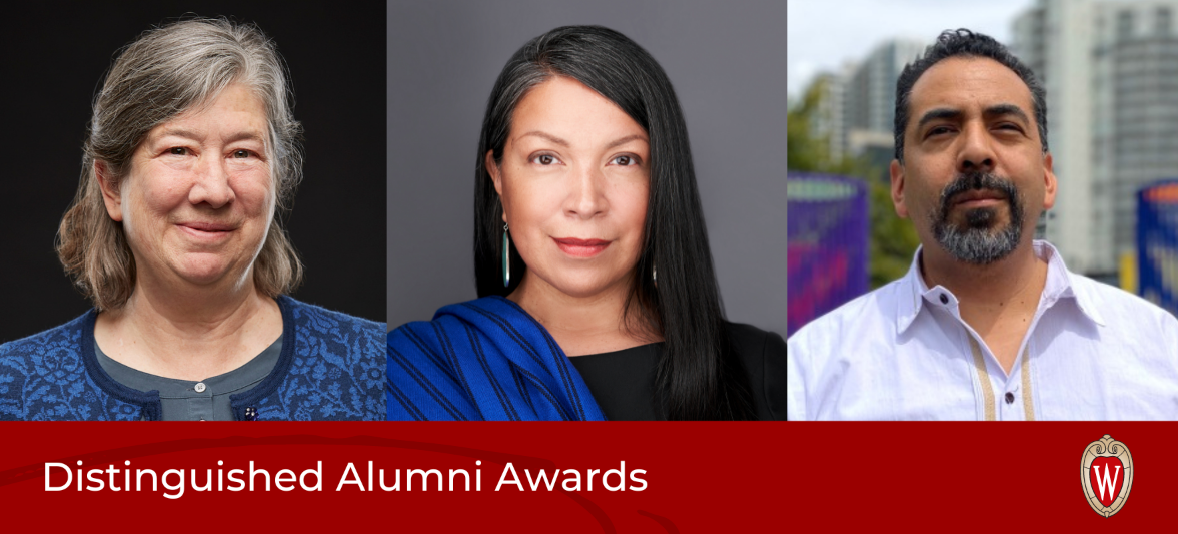Distinguished alumni honorees, from left, Nancy Hornberger, Patricia Norby, and Manuel Zamarippa