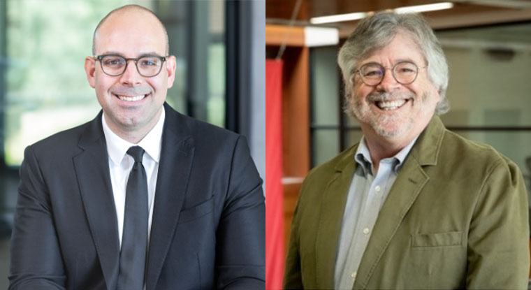 Andy Garbacz, left, and David Kaplan are among 32 scholars campus-wide earning research fellowships for 2024–25.