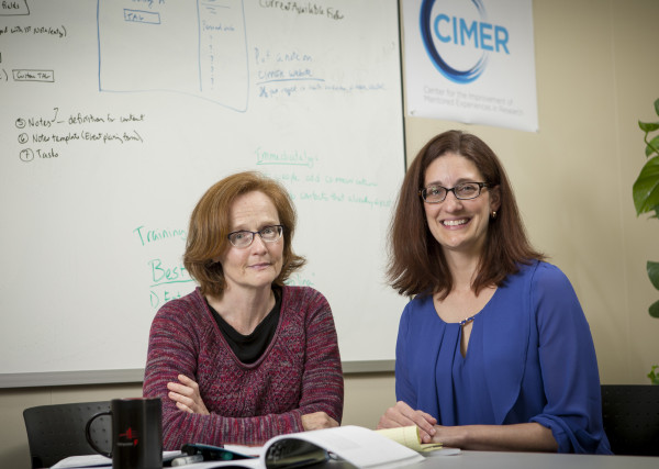CIMER Director Christine Pfund (right) and Leah Nell Adams (left), develop mentoring partnerships across many STEMM disciplines.