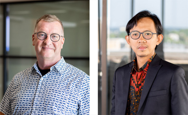 Rich Halverson, left, and Aziz Awaludin found strong university-school district partnerships were key to the network's success.