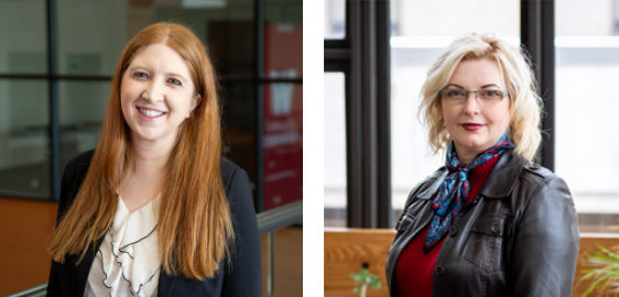 Haley Vlach, left, and Bernadette Baker are honorees for exceptional research contributions.