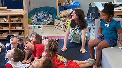 Students listen to a story on a recent morning at the Jewish Federation of Madison's Gan HaYeled Preschool. (Photo: K. Rivedal)
