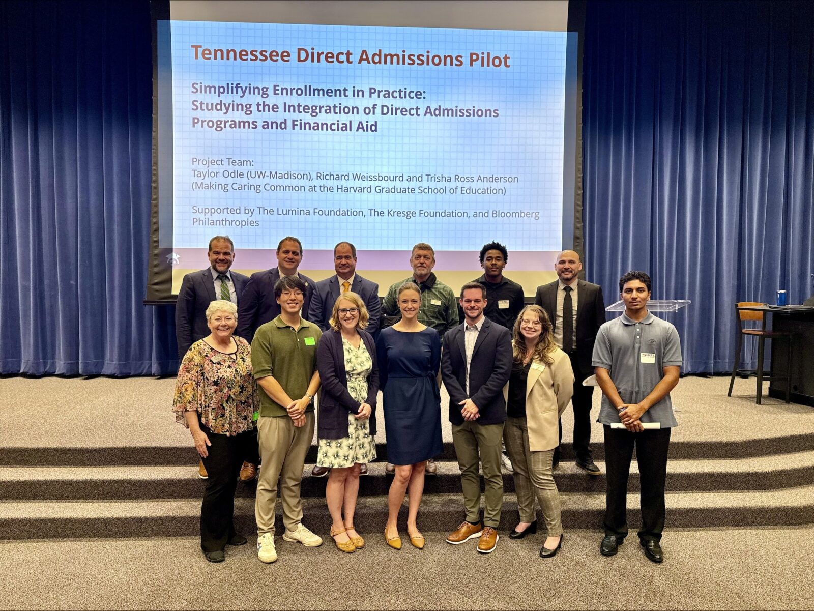 Taylor Odle and the TN Direct Admissions team from the Tennessee Higher Education Commission pose for a photo during the July 2025 launch event.